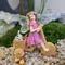 1 statue de conte de fées amusante, mini statue de jardin de conte de fées de vélo, sculpture extérieure, décoration de jardin en résine, pelouse de jardin extérieure ga