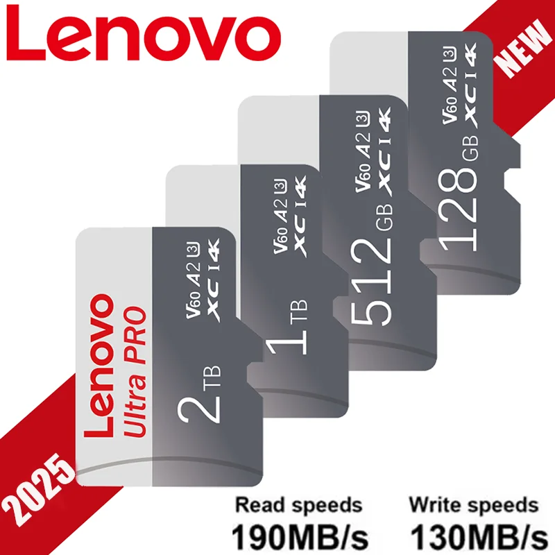 Scheda SD ad alta velocità Lenovo da 2 TB Scheda di memoria Micro TF da 512 GB Scheda mini SD da 1 TB Scheda TF da 256 GB 128 GB V90 Classe di velocità Registrazione video 4K