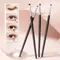 4Pcs Fine Eyeshadow & Eyeliner Detail Brush Horse Hair Eye Shadow Blending Detailing Brush &