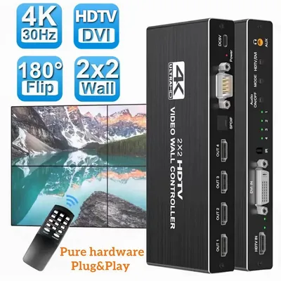 4K HDMI Video Wall Controller 2x2 HDMI DVI Video Wall Processor 1X2 1X3 1X4 2X1 3x1 4X1 Multi Video
