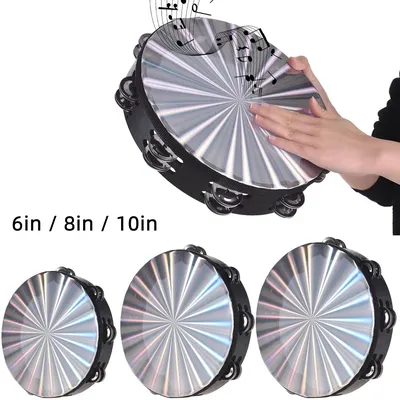 1Pc Radiant Tambourine 6/8/10 inch Tambourine Musical Educational Instrument Rhythm Percussion