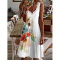Per donna Taglie UE / USA Mini abito Abito casual Vestito elegante Elegante Boemia Festività Senza maniche Da mare Informale Spiaggia Adattabile Floreale Senza maniche A V Rosa chiaro Estate