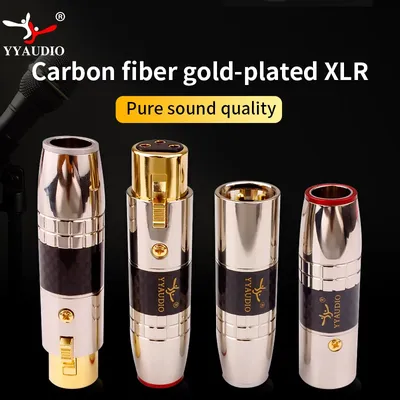 YYAUDIO 2Sets/4pcs Hifi XLR 3 Pin Audio Connectors XLR Male Female Socket Adapter Carbon Fiber