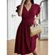 Abito Midi Donna Abito Corsetto Vestito T Shirt Abito Tee Colore Solido Abito A Line Casual Vacanza Quotidiano Vestibilità Regolare Grafica Manica Corta Collo A V Nero Vino Blu Verde Estate