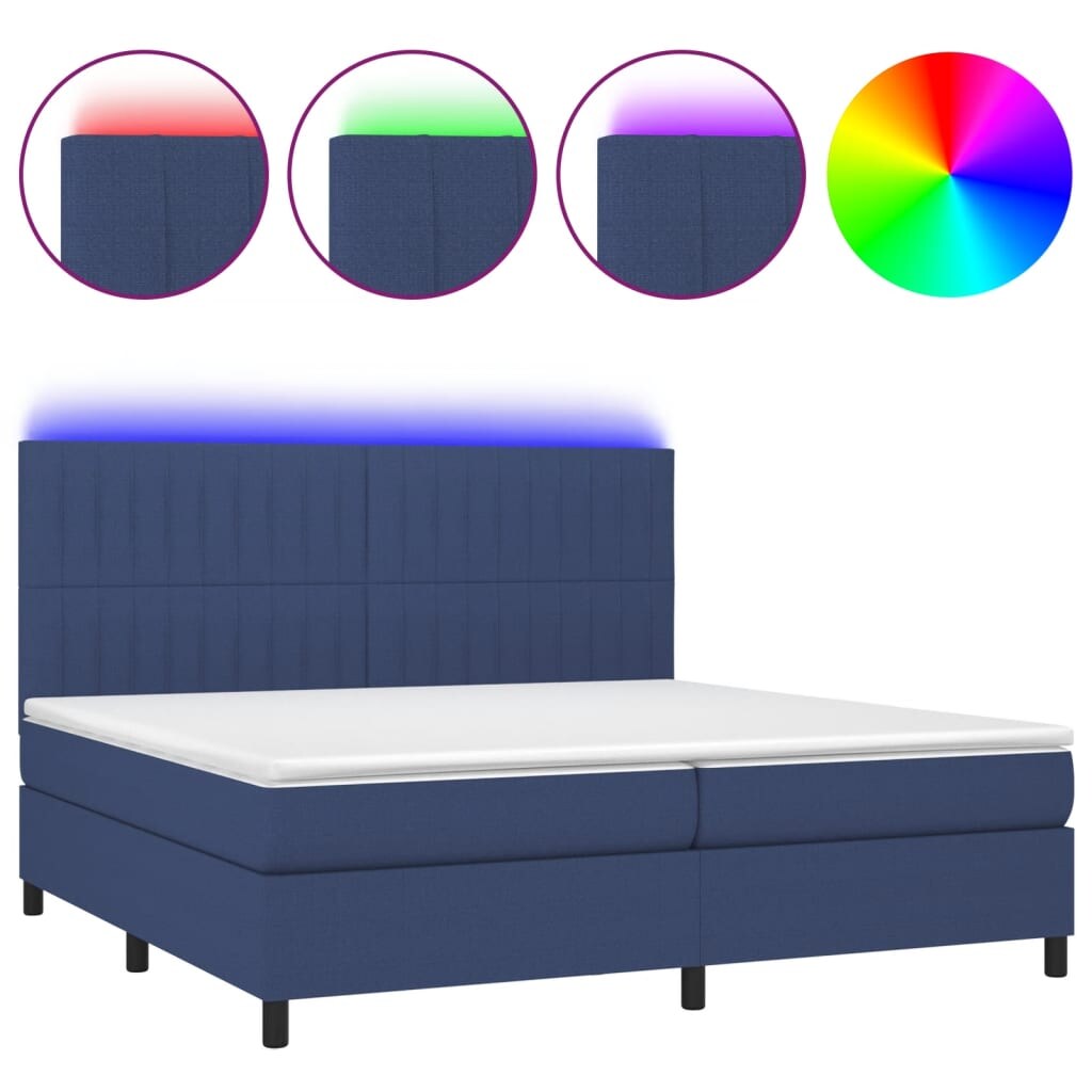vidaXL Boxspringbett mit Matratze & LED Blau 200x200 cm Stoff Image