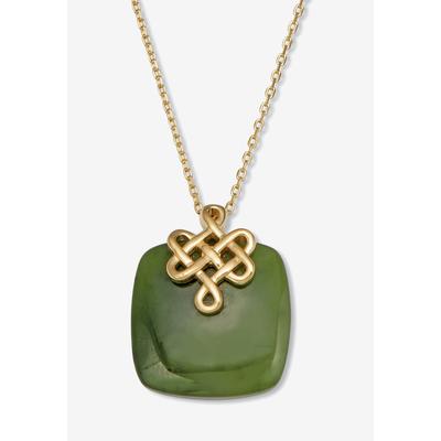 Women's Cushion Cut Genuine Green Jade 18K Gold-Plated Pendant Necklace, 18 Inches by Roamans in Green