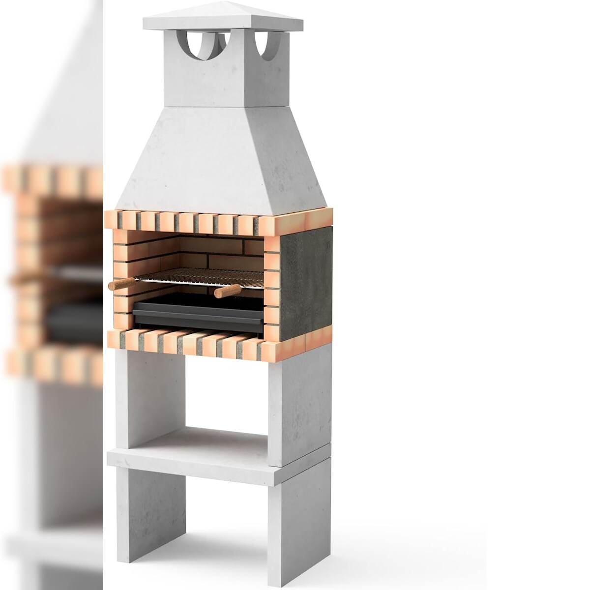 MAESTRO FERRETERO MF - Vorgefertigter Gartenkamin für Holz und Holzkohle Modell Niza/Zon Plus (Grau, Orange - 62 x 46 x 186 cm) REF: 3545/1 - Für den Außenbereich Image