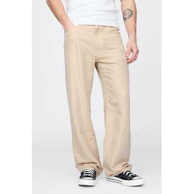 Gap Mens Beige Linen-Cotton 90s Loose Herringbone Trousers - Beige