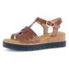 Keilsandalette GABOR "GENUA", Damen, Gr. 42, braun (camelfarben), Glattleder, unifarben, klassisch, Schuhe, Riemchensandale, Sommerschuh mit Klettverschluss, G-Weite