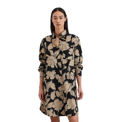 Hemdblusenkleid MARC O'POLO "mit TENCEL™ Lyocell", Damen, Gr. 34, Normalgrößen, bunt (multi), Obermaterial: 60% Baumwolle, 40% Lyocell; Futter: 100% Nicht verfügbar, bedruckt, relaxed fit knielang, Langarm Manschette, Kleider Image
