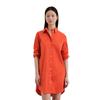 Hemdblusenkleid MARC O'POLO "aus Popeline", Damen, Gr. 42, Normalgrößen, rot (burnt rot), Obermaterial: 68% Baumwolle, 28% Polyamid, 4% Elasthan; Futter: 100% Nicht verfügbar, unifarben, regular fit normal, Langarm Manschette, Kleider