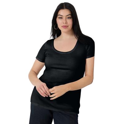 Plus Size Women's Ribbed Scoopneck Top by June+Vie in Black (Size 22/24)
