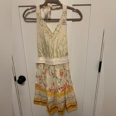 Anthropologie Accessories | Anthropologie Home Halter Apron 100%Cotton Floral Nwt Cottagecore | Color: Cream/Yellow | Size: Os