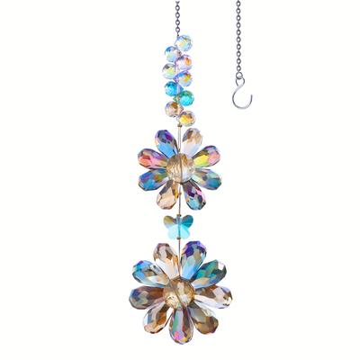 TEMU 1pc Flower Glass Crystal Sunshade - Multi- Hanging Shade For Windows, Garden Decor Image
