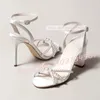 Weiße Perle Cross Strap Seide Sandalen Frauen Offene spitze Elegante Braut High Heels Schuhe Damen