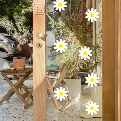 8 stücke Blume kleine Gänseblümchen Spiegel Aufkleber Fensterglas nach Hause Waschraum Dekoration Antik ollision Vinyl Aufkleber Bad zubehör Image
