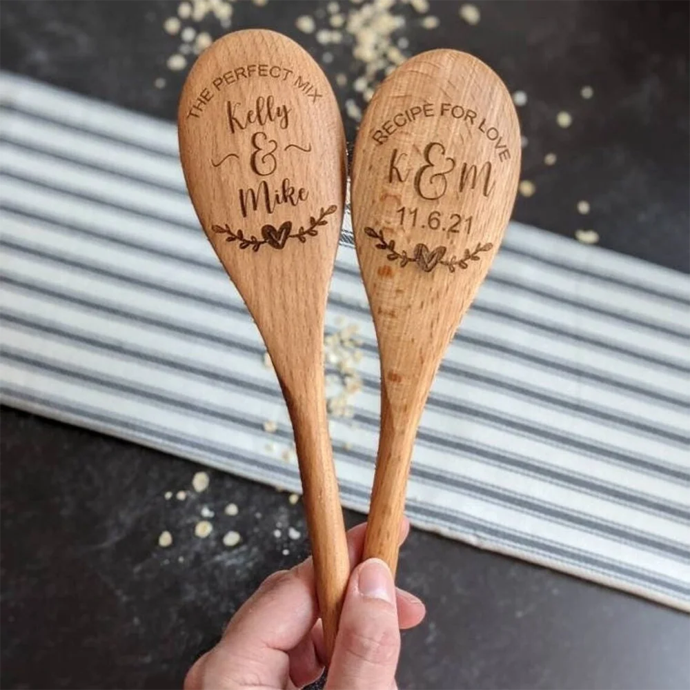 Personalisierter Holzlöffel zum Backen, Kochen, Geschenke, Brautparty, einzigartiges Hochzeitsgeschenk für Paare, Einweihungsgeschenk für die zukünftige Braut Image