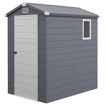 4 X 6ft Garden Shed Tool Storage House with Lockable Door, Grey