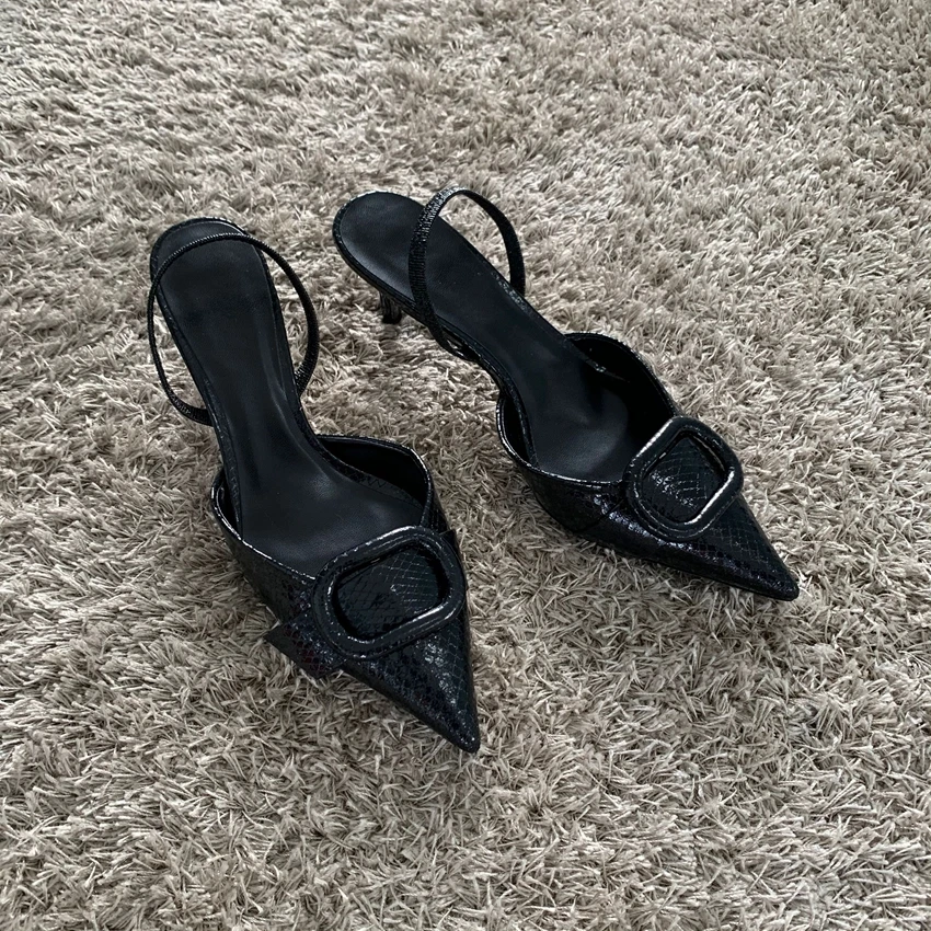 Mode Schwarz Leder Frauen Pumpen Elegante Spitz Büro Arbeit Damen Schuhe Mit Hohen Absätzen 2025, Frühling Kleid Pumps Schuhe
