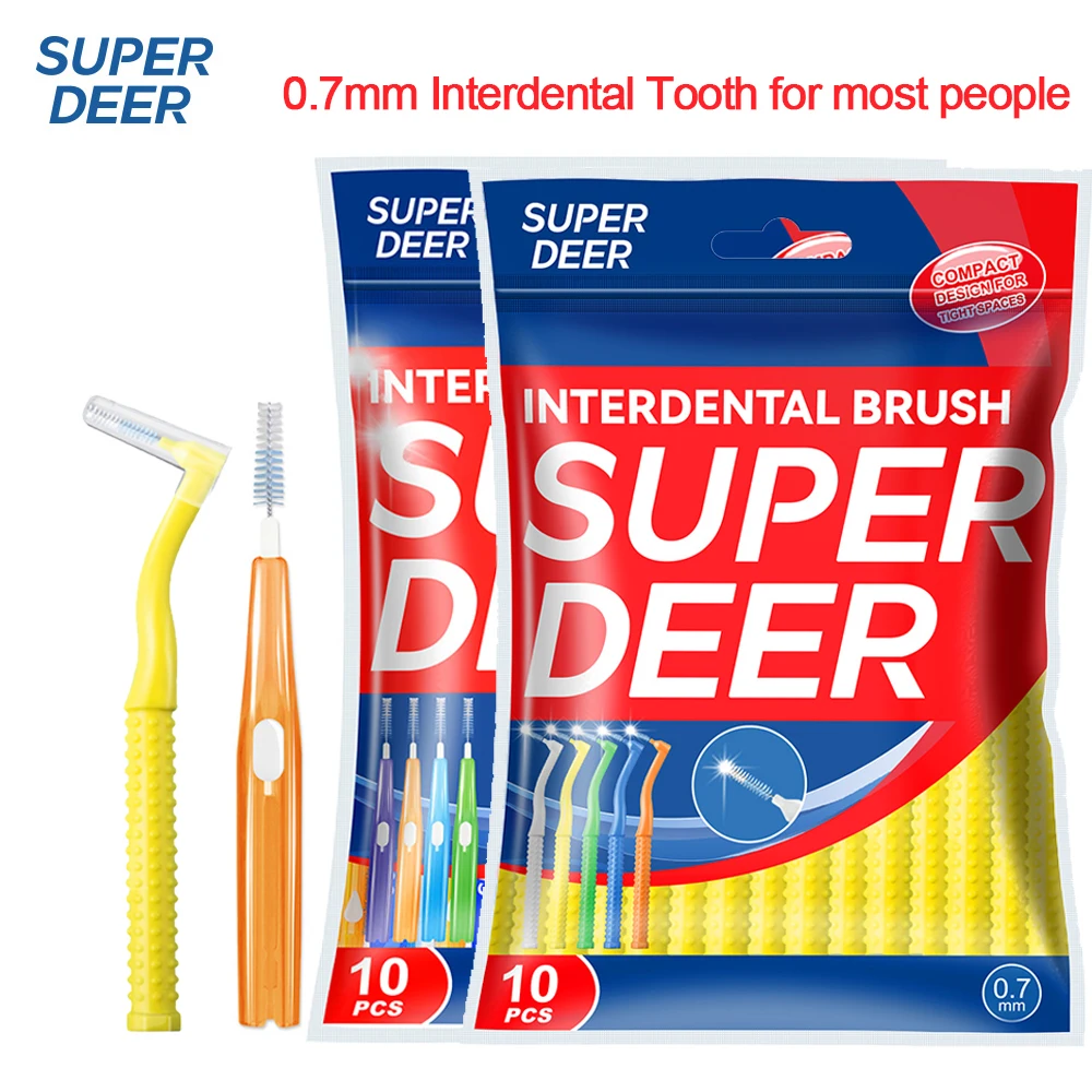 Super Deer 10 Stück 0,7 mm L/I-Form Interdentalbürste Weiche Borsten Interdentalzahnbürsten reinigen zwischen den Zähnen für die Orthodontie Image