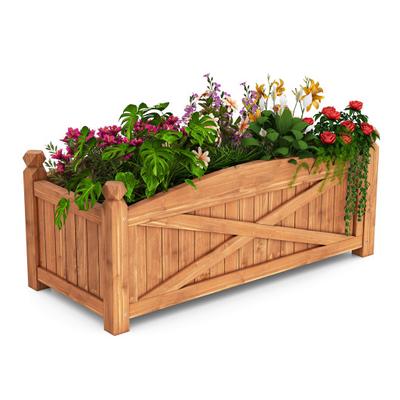 Costway Wooden Raised Garden Bed Drainage Holes for Patio Garden-L