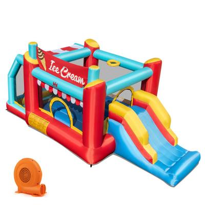 Costway 5-in-1 Ice Cream Inflatable Bounce House with Ball Pit and Slide with 520W Blower