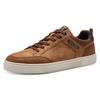 Plateausneaker MARCO TOZZI, Herren, Gr. 43, braun, Lederimitat, Textil, mehrfarbig, sportlich, Schuhe, Freizeitsch, Halbschuh, Schnürschuh mit Perforierung und Ziernähten