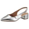 Slingpumps TAMARIS, Damen, Gr. 37, silber (silberfarben), Lederimitat, metallic, elegant, Schuhe Slingpumps, Blockabsatz, Abendschuh, Businessschuh mit verstellbarer Schnalle
