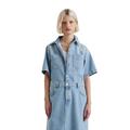 Jeanskleid MARC O'POLO DENIM "aus Organic Cotton", Damen, Gr. XXS, Normalgrößen, blau (light blau), Obermaterial: 100% Baumwolle; Futter: 100% Nicht verfügbar, unifarben, regular fit wadenlang, Kurzarm, Kleider