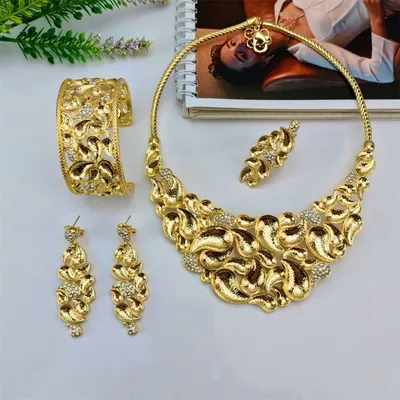 EMMA Dubai Jewelry Set for Women Italy Gold-plated Necklace Set Cubic Zircon Wedding Engagement Jewellery Accessories