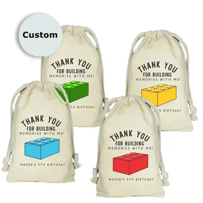 Brick or Blocks Party Favor Bags, Thanks For Building Memories Block Party, Set of 20 Personalized