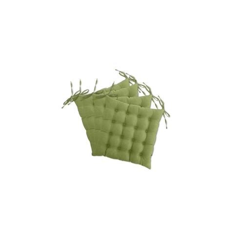 wometo 4er Set Sitzkissen Stuhlkissen 40x40 OEKO-TEX - grün grasgrün Sitzauflage Bank Polster Sitzpolster mit Bändern / Schleife, Indoor / Outdoor