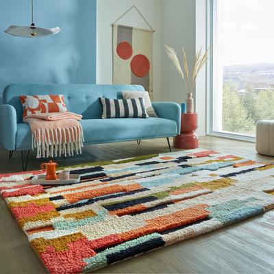 Wollteppich FLAIR RUGS "Zagora Shaggy", bunt, B:160cm H:13mm L:230cm, Wolle, Teppiche, aus 100% Wolle; Flokati Zottelflor Image