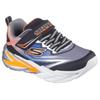 Lauflernschuh SKECHERS "FLEX-GLOW ULTRA LIGHTS", Kinder, Gr. 22, bunt (schwarz, multi), Lederimitat, Textil, kontrastfarbene Details, sportlich, Schuhe, Blink,-Klettschuh zum Schlüpfen, Neon, Größenschablone zum Download