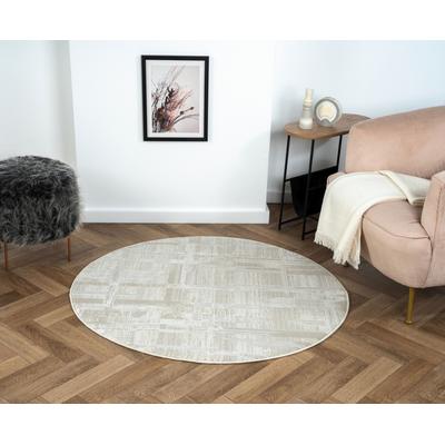 Teppich "My Favorite", beige (creme, hellgrau, weiß), B:120cm H:10mm L:120cm Ø:120cm, Polyester, MYFLAIR MÖBEL & ACCESSOIRES, Teppiche, Kurzflor, Retro-Style, besonders weich durch Microfaser Image