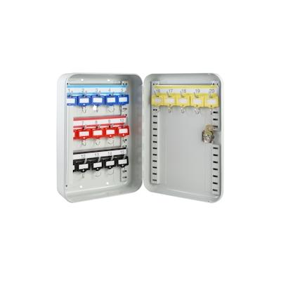 HMF 12520-07 Schlüsselkasten abschließbar, 20 Haken, 25 x 17 x 7,5 cm, Lichtgrau Image