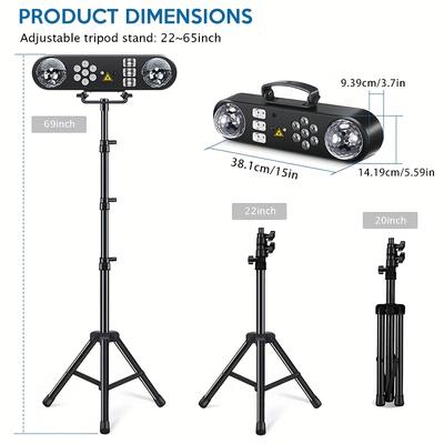 TEMU Christmas Dj Light Stand, Party Lights Dj Disco Lights Acoustically Activated, 5 In 1 Lights Set With Rotating Ball, Strobe, Uv, Colored Led Par Lights And Guitar Band Patterns