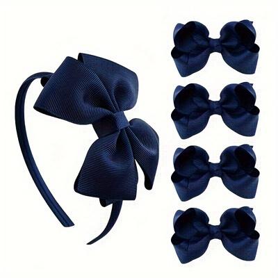 TEMU 5pcs Bow Hair Clip Headband, Girls Hair Accessories