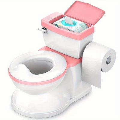 TEMU Pink Realistic Diaper Seat With Wipe Storage, Seat, And Disposable Liner - Easy To Clean And , Potty Training | Kidfriendly Design | Integrated Storage Design