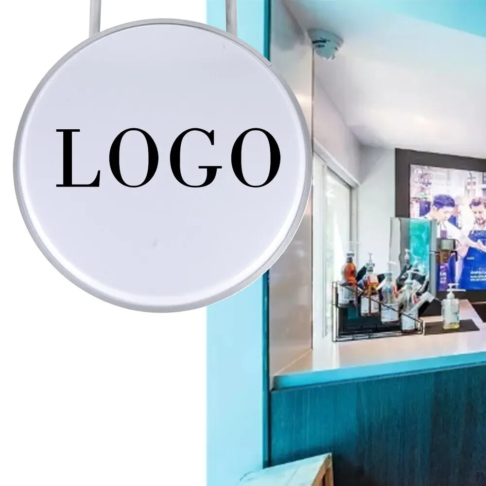 60 cm LED doppelseitiger Leuchtkasten, rund, doppelseitig beleuchtetes Werbeschild, Außenlampe, leuchtendes Schild Image