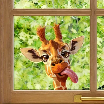 1 Stück lustige Tieraufkleber, Giraffe, Pferde-Wandaufkleber – selbstklebende Aufkleber für Image