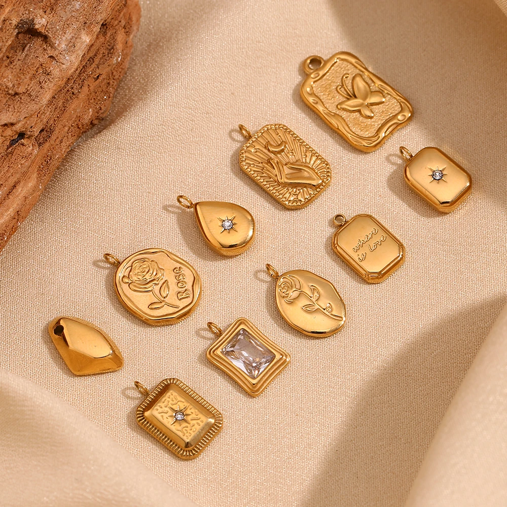 E.B.belle Vintage Rose Schmetterling Achtzackiger Stern Edelstahl Charms DIY Anhänger Edelstahl Damenschmuck