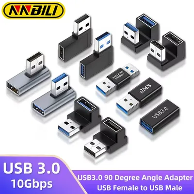 NNBILI USB3.0 Stecker auf Buchse rechtwinkliger Verlängerungsadapter USB-Upward-Winkel Image