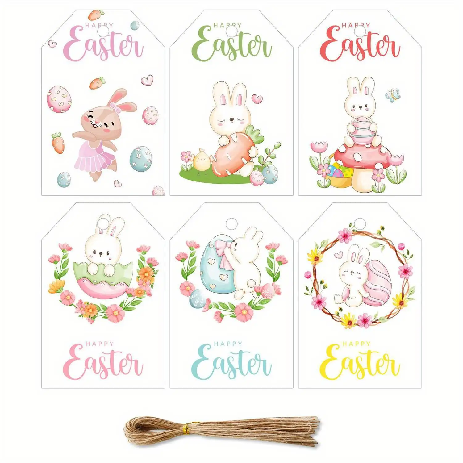 48 Teile/satz Ostern Papier Etiketten Karton Kaninchen/Ei Hängen Tags Für Frohe Ostern Party Dekoration DIY Geschenke Verpackung Liefert Image