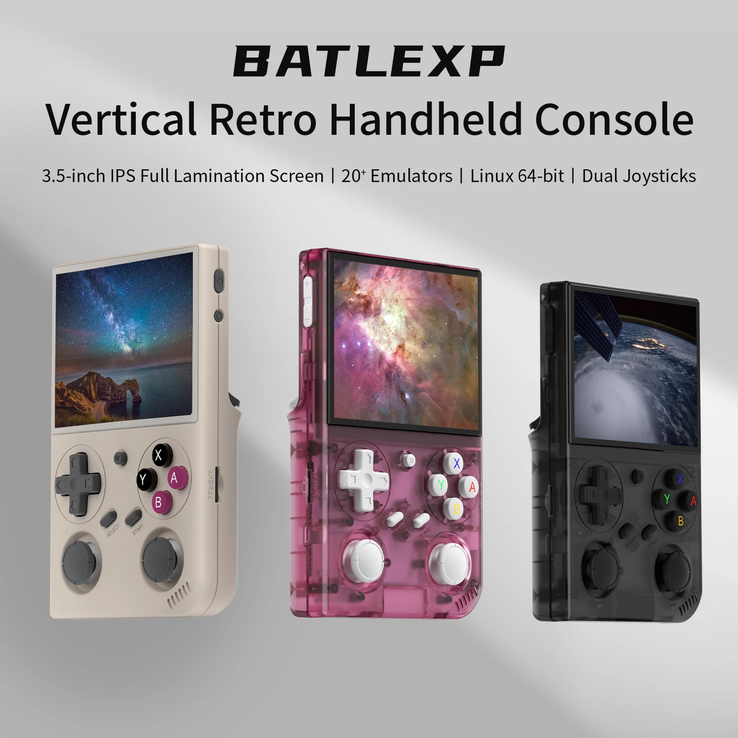 Console de jeu portable BATLEXP G350, console de jeu, 3.5 en effet, écran IPS, système Linux, Joystick pour touristes, moteur de vibration, console vidéo rétro, cadeau