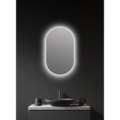 Talos - Badspiegel mit Beleuchtung led Design Spiegel oval white 45 x 75 cm - Lichtspiegel mit Image