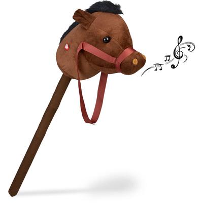 Relaxdays - Steckenpferd mit Sound, Kinder, Plüsch & Kunststoff, Höhe 68 cm, niedliches Stockpferd, Image