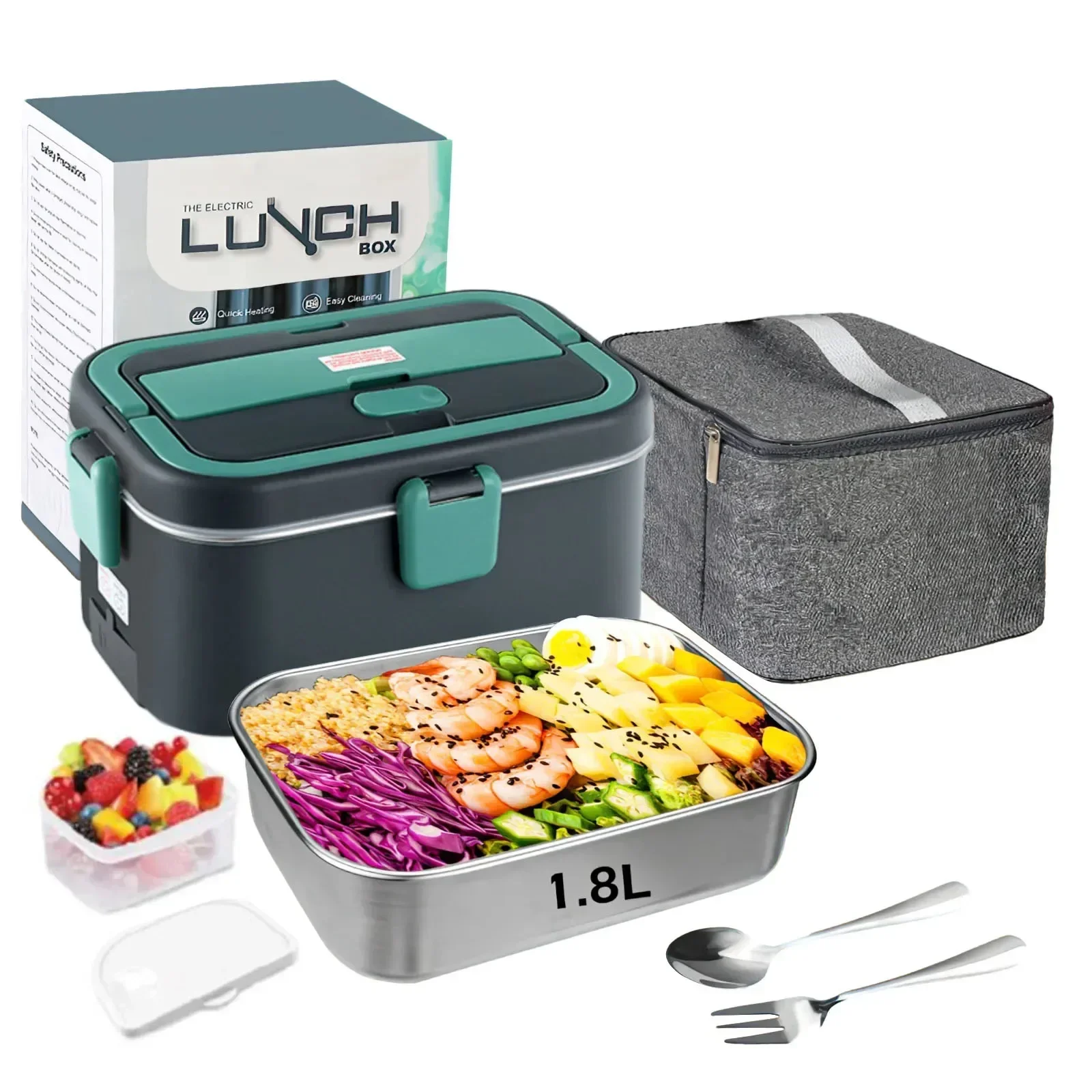 Boîte à déjeuner électrique chauffe-plats 1.8 L 80W Camping Bento pique-nique chauffe-plats Portable voiture/camion/maison dans la voiture boîte à déjeuner électrique