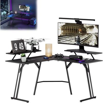 Hengmei - Großer Gaming Tisch Schreibtisch Eckschreibtisch L-förmiger Computertisch Ergonomisches Image