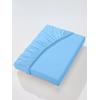 Betttuch BIBERNA Gr. 2, blau (bleu), B:120-130cm L:200-220cm, Jersey, 97% Baumwolle, 3% Elasthan, Laken